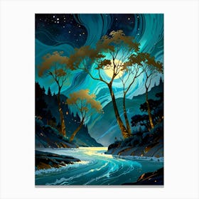 Night Landscape In The Forest Canvas Print