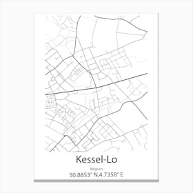 Kessel Lo,Belgium Minimalist Map Canvas Print