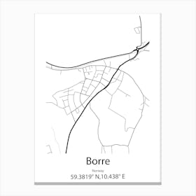 Borre,Norway Minimalist Map Canvas Print