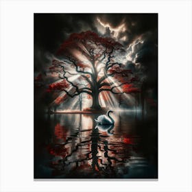 Swan And Tree Canvas Print