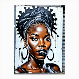 Graffiti Mural Of Beautiful Black Woman 401 Canvas Print