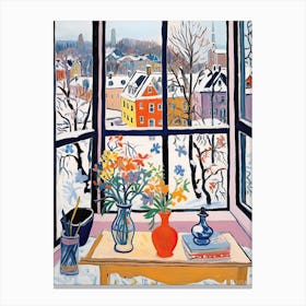 The Windowsill Of Munich   Germany Snow Inspired By Matisse 1 Canvas Print