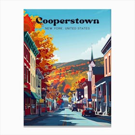 Cooperstown New York Town Travel Art Illustration Canvas Print