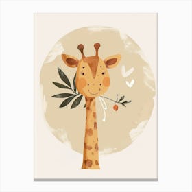 Giraffe With Leaves Canvas Print