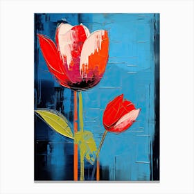 Neo-Expressionist Oasis: Tulips in Basquiat's style Canvas Print