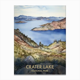 Crater Lake National Park Watercolour Vintage Travel Poster 2 Canvas Print