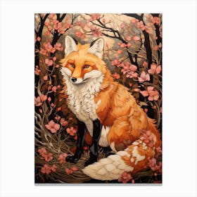 Fox Animal Drawing In The Style Of Ukiyo E 2 Canvas Print