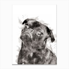 Pug Watercolour Dog Canvas Print