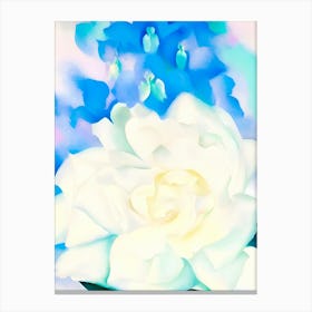 Georgia O'Keeffe - White Rose with Larkspur No. 2, 1927 Canvas Print