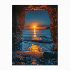 Sunset Through A Cave Canvas Print