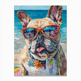 French Bulldog At The Beach 1 Canvas Print