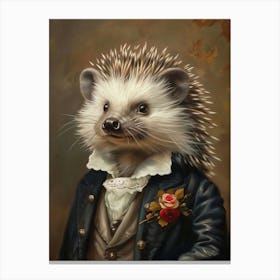 Victorian Animal Portrait, Dressed Animal Prints, Royal Hedgehog Poster, Altered Art, Renaissance Animal Art, Animal Lover Gift Canvas Print