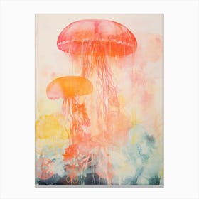 Jelly Fish Risograph Inspired 1 Canvas Print