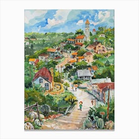 Storybook Illustration Mount Bonnell Austin Texas 2 Canvas Print