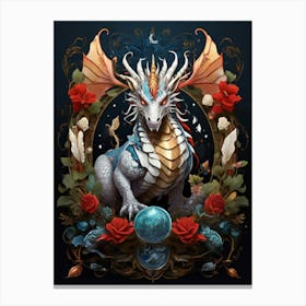 Dragon With Roses 1 Canvas Print