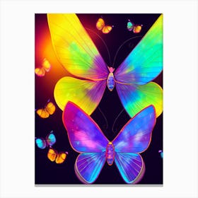 Neon Butterflies Canvas Print