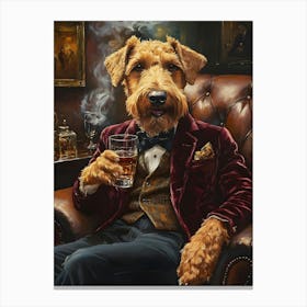 Classy Airedale At The Bar 17 Canvas Print