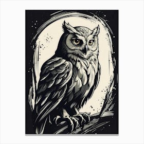 Owl Vintage black and white Canvas Print