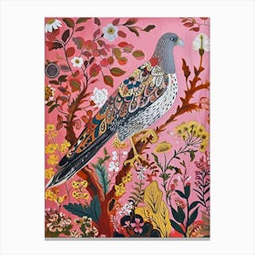 Floral Animal Painting Falcon Canvas Print