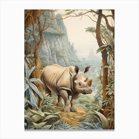 Rhino In The Archway Of The Trees Realistic Illustration 2 Canvas Print