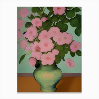 Pink Flowers In Vase Canvas Print