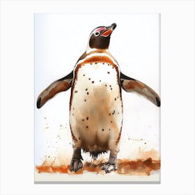 Humboldt Penguin Santiago Island Watercolour Painting 2 Canvas Print