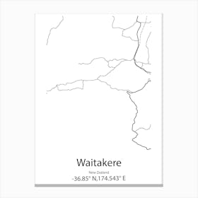 Waitakere,New Zealand Minimalist Map Canvas Print