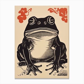 Frog Matsumoto Hoji Inspired Japanese Neutrals And Red 4 Canvas Print