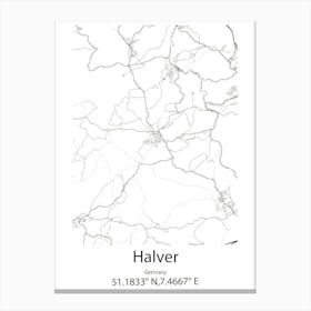 Halver,Germany Minimalist Map Canvas Print