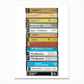 The Beatles - Music Poster - Albums on Cassette Print Canvas Print