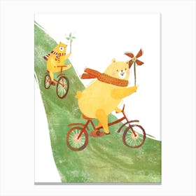 Bears Ride Bikes Canvas Print