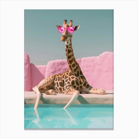 Giraffe In Pink Sunglasses Canvas Print