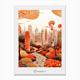 Poster Of Barcelona, Illustration In The Style Of Pop Art 1 Canvas Print