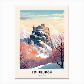 Vintage Winter Travel Poster Edinburgh Scotland 4 Canvas Print