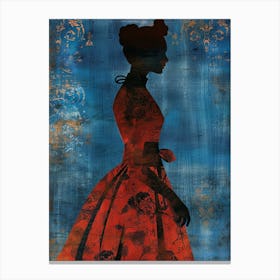 Silhouette Of A Woman In Red Dress Canvas Print