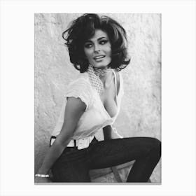 Sophia, Glamorous Woman, Vintage Black and White Old Photo Canvas Print