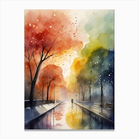 Watercolor Of Autumn Trees 11 Canvas Print