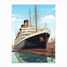 Titanic Ship Charcoal Modern Illustration 3 Canvas Print