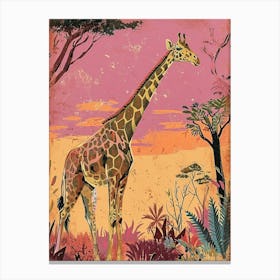 Pastel Giraffe Line Illustration  2 Canvas Print