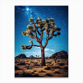 Joshua Tree With Starry Sky In South Western Style (3) Canvas Print