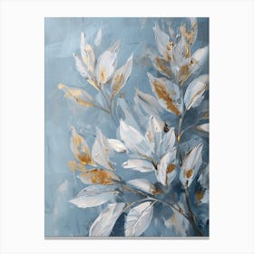 Abstract Leaves In Blue And Gold Canvas Print