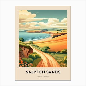 Devon Vintage Travel Poster Salpton Sands Canvas Print