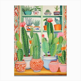 Cactus Painting Maximalist Still Life Opuntia Fragilis Cactus 2 Canvas Print