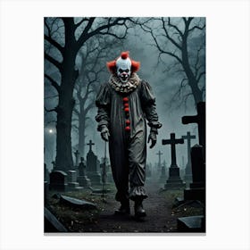 Freaky Clown The Clown at the Cemetery Gates Canvas Print