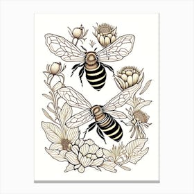 Colony Bees 1 William Morris Style Canvas Print