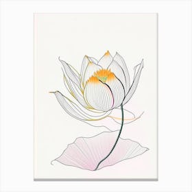 Lotus Flower In Garden Abstract Line Drawing 5 Canvas Print