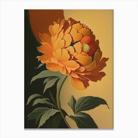 Single Stem Of Peony Orange 2 Vintage Sketch Canvas Print