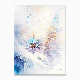 Falling, Snowflakes, Storybook Watercolours 4 Canvas Print