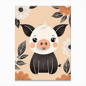 Floral Cute Baby Pig Nursery (12) Canvas Print