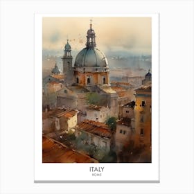 Italy, Rome 1 Watercolor Travel Poster Canvas Print